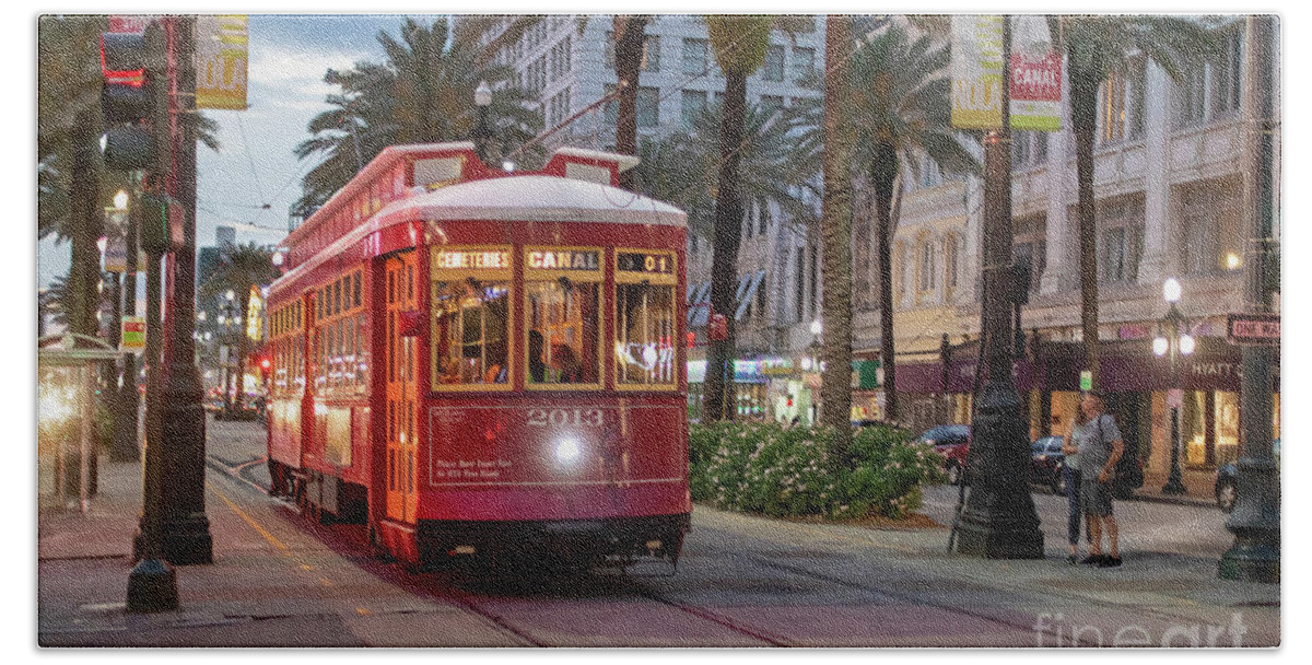 Streetcar Hand Towel featuring the photograph New Orleans Streetcar #1 by Jim West
