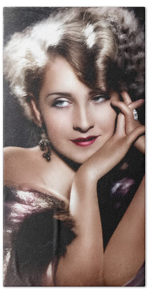 Norma Shearer Hand Towel featuring the digital art Norma Shearer - Portrait by Chuck Staley