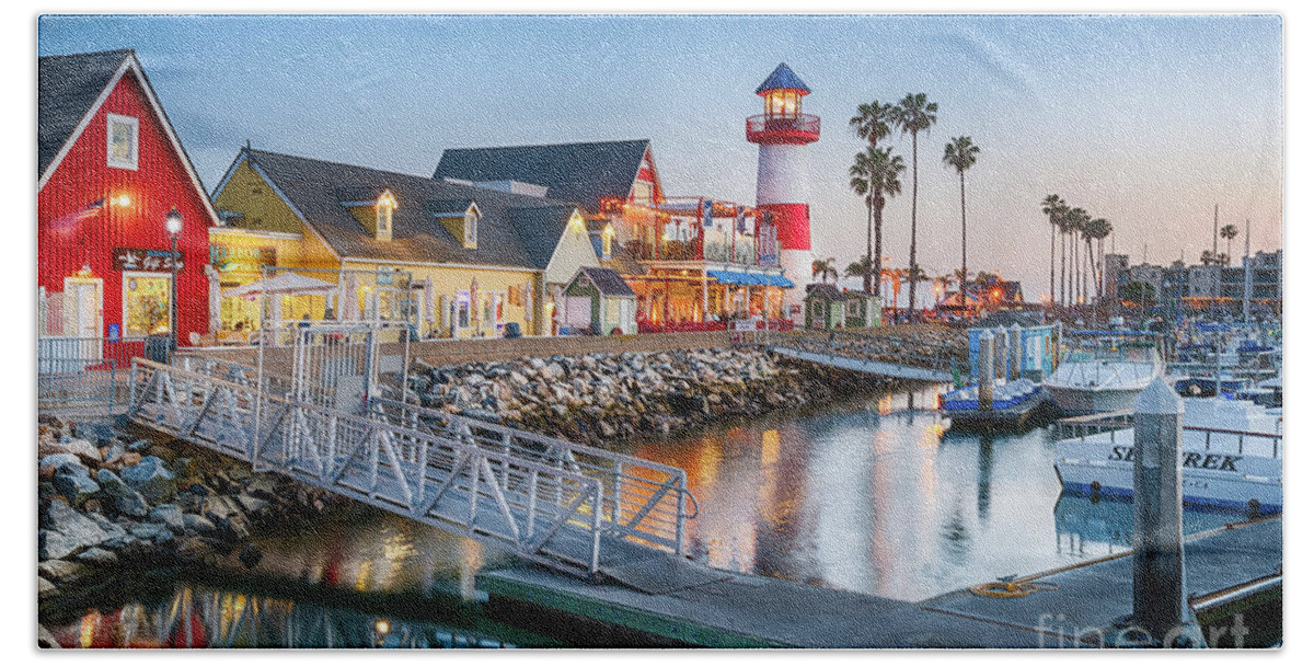 California Hand Towel featuring the photograph Oceanside Harbor Village at Dusk by David Levin