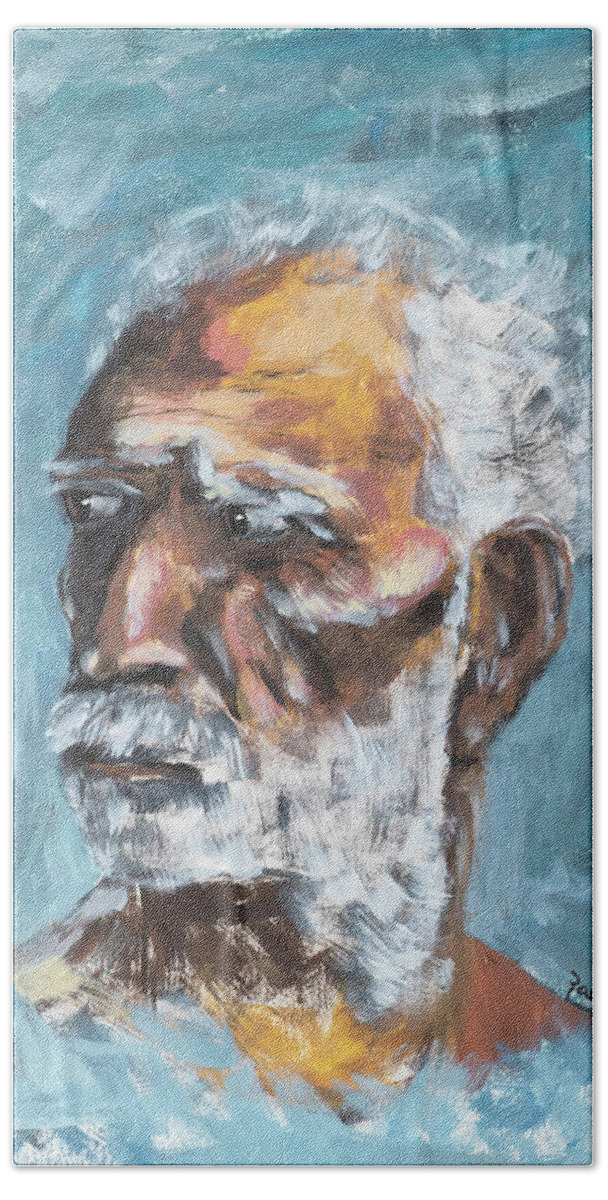 Man Hand Towel featuring the painting Old Man #1 by Mark Ross