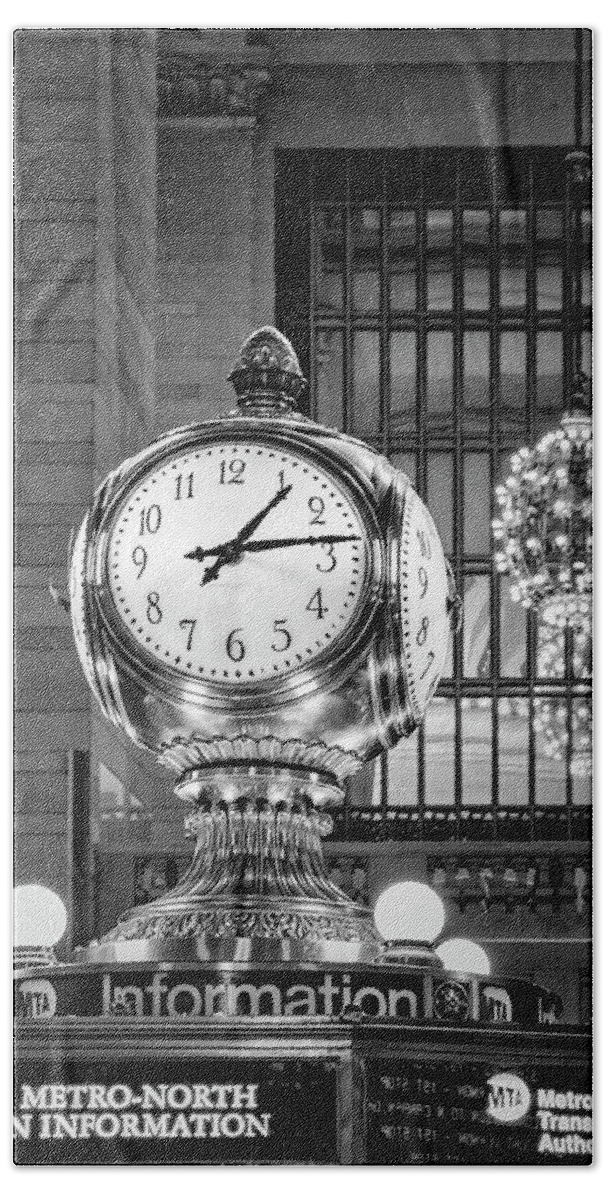 Grand Central Terminal Bath Towel featuring the photograph Opal Clock Grand Central Terminal #2 by Susan Candelario