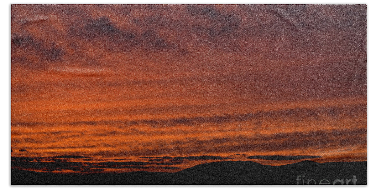 Maine Bath Towel featuring the photograph Orange Sunset #1 by Alana Ranney