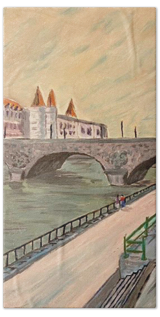  Bath Towel featuring the painting Paris, Covid #1 by John Macarthur
