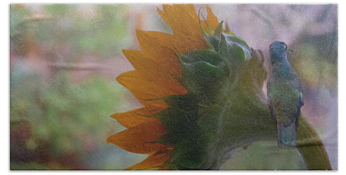 Sunflower Bath Towel featuring the photograph Patience #1 by John Kolenberg