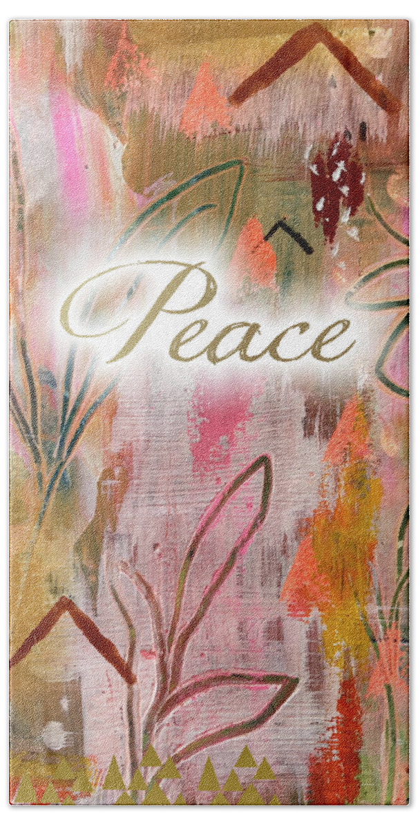 Peace Bath Towel featuring the mixed media Peace by Claudia Schoen