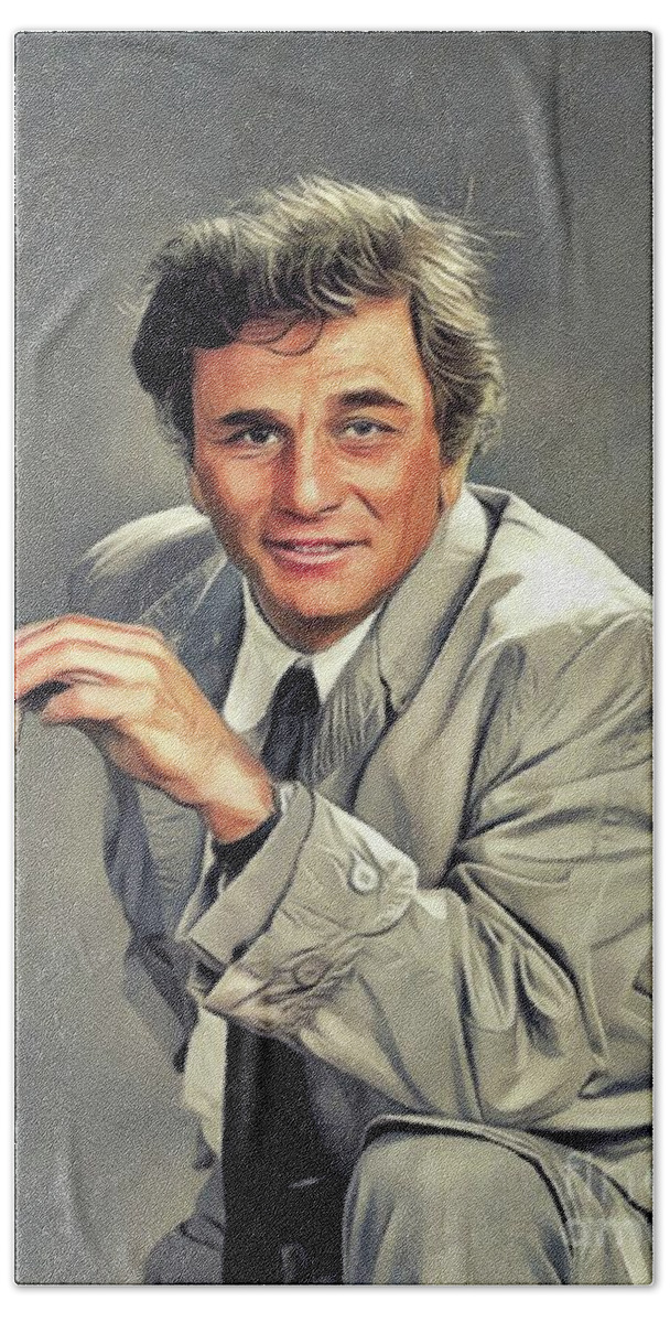 Peter Bath Towel featuring the painting Peter Falk, Actor #1 by Esoterica Art Agency
