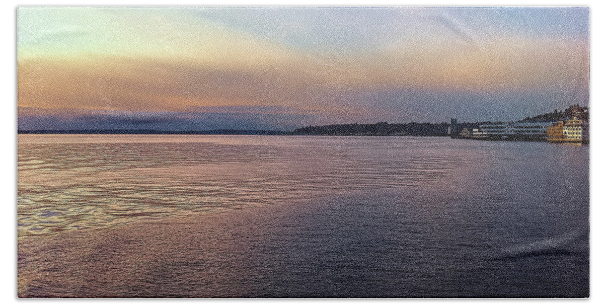 Puget Sound Hand Towel featuring the photograph Puget Sound at Sunset #1 by Cathy Anderson