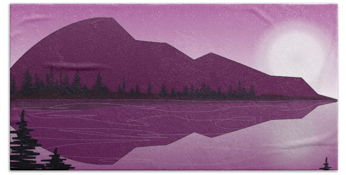 Malakhova Bath Towel featuring the painting Purple Mountain #1 by Anastasiya Malakhova