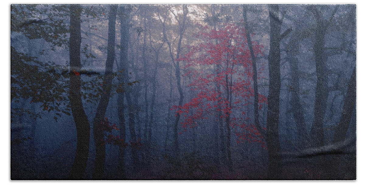 Balkan Mountains Bath Towel featuring the photograph Red Tree by Evgeni Dinev