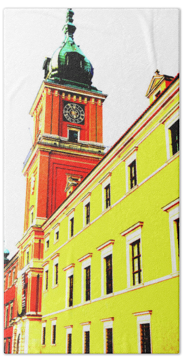 Royal Hand Towel featuring the photograph Royal Castle And Lantern In Warsaw, Poland #1 by John Siest