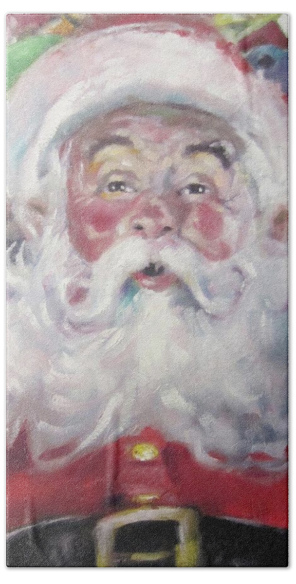 Santa Christmas Saint Nicholas Winter Hand Towel featuring the painting Santa 1 #1 by Kevin McKrell