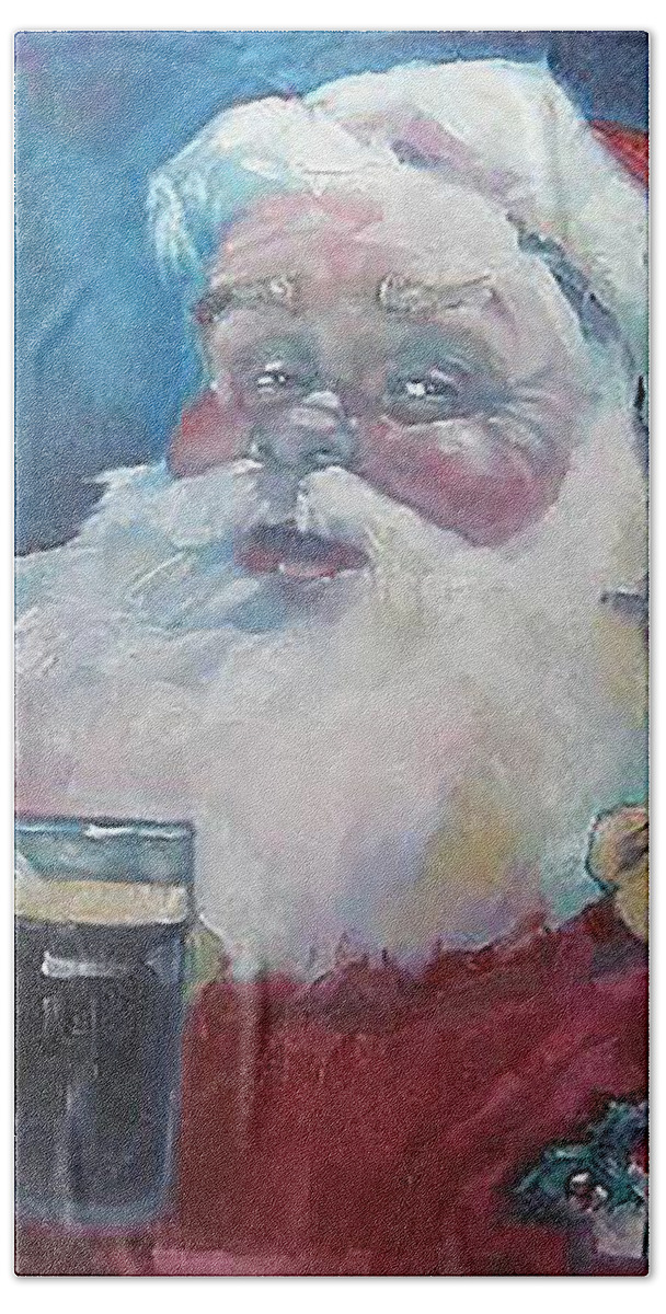 Santa Claus Saint Nicholas Christmas Winter Hand Towel featuring the painting Santa #1 by Kevin McKrell
