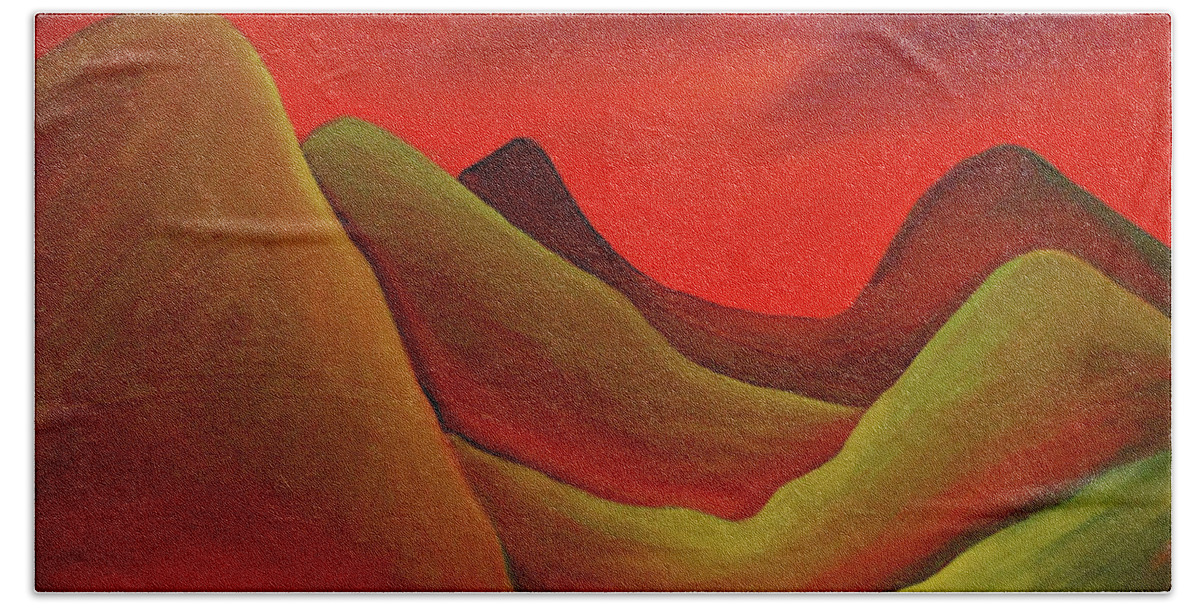 Hills Hand Towel featuring the painting Singing Sky #1 by Franci Hepburn