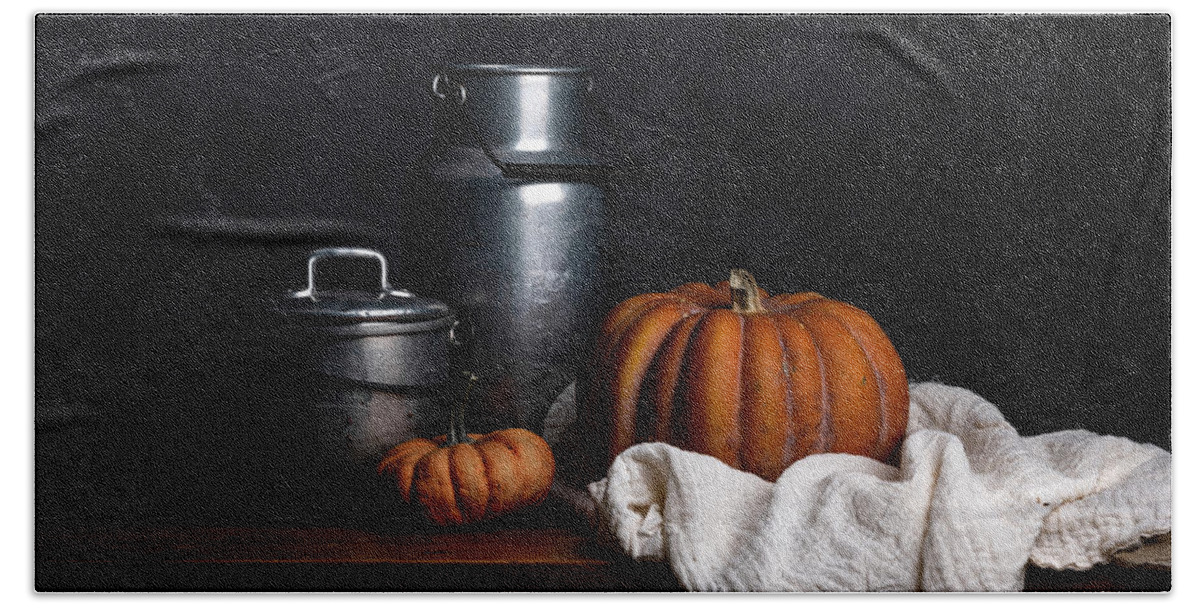 Still Life Hand Towel featuring the photograph Still Life with Pumpkin by Nailia Schwarz