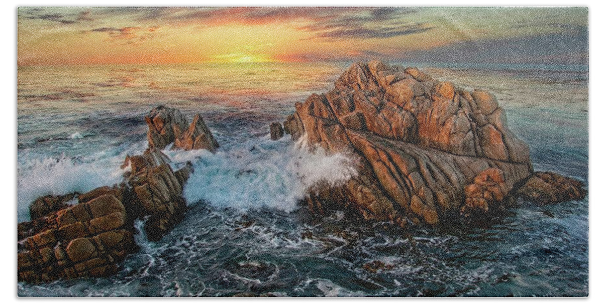 Sunset Bath Towel featuring the photograph Carmel Sunset by Eric Wiles