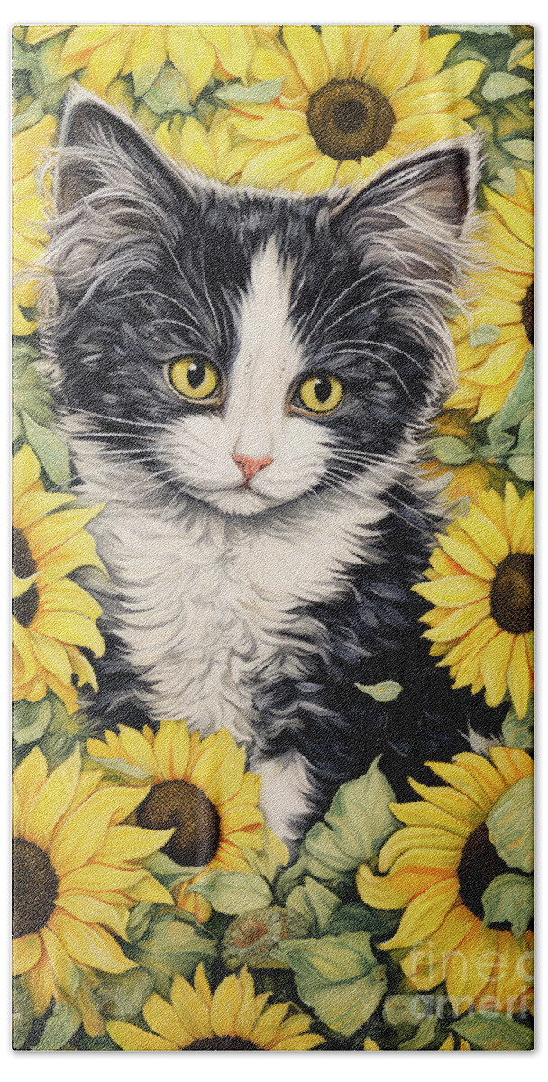 Cats Bath Towel featuring the painting Sweet Amber Eyes by Tina LeCour
