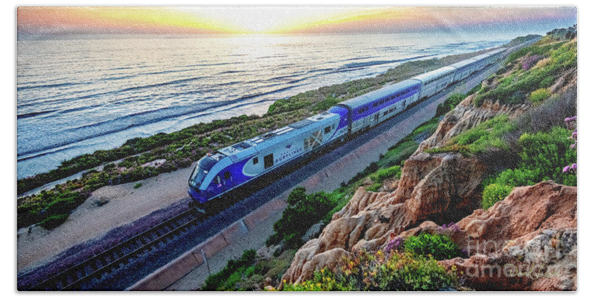 Amtrak Hand Towel featuring the photograph The Amtrak 584 to San Diego by David Levin