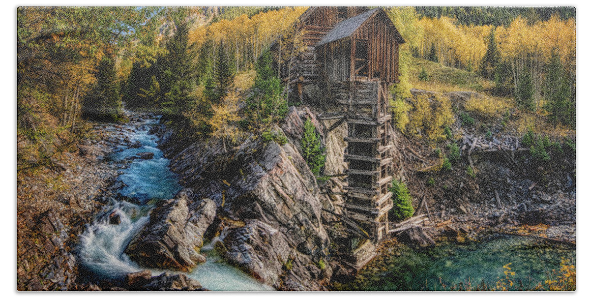 River Hand Towel featuring the photograph The Crystal Mill #1 by David Soldano