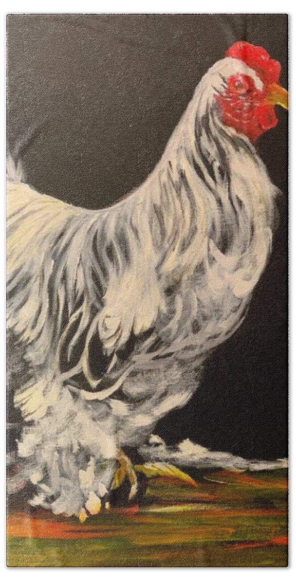 Rooster Hand Towel featuring the painting The GENERAL by Juliette Becker