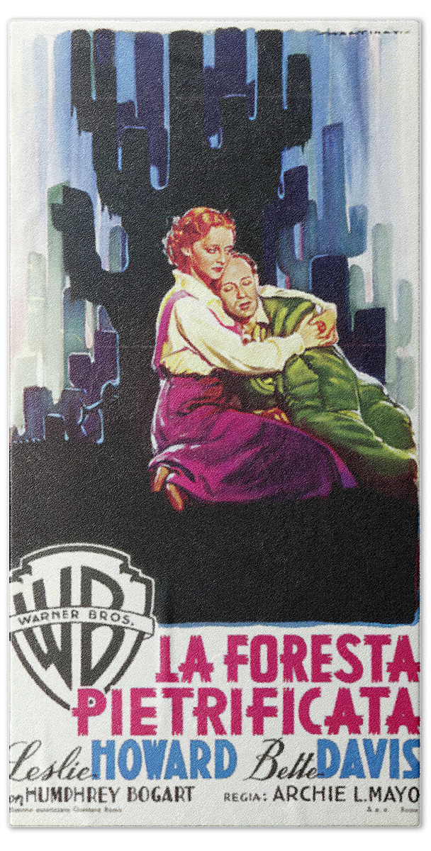 Luigi Bath Towel featuring the mixed media ''The Petrified Forest'', 1936 - art by Luigi Martinati by Movie World Posters