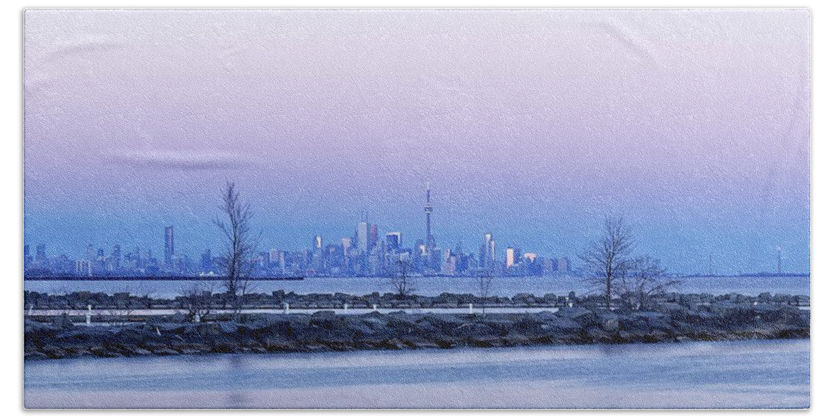 Architecture Bath Towel featuring the photograph 10.TorontoSkyline At Dusk by Phill Doherty