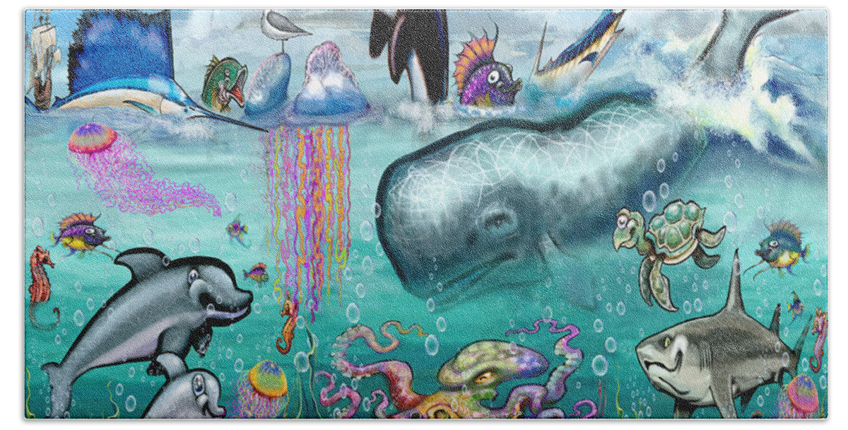 Aquatic Bath Towel featuring the digital art Under the Sea by Kevin Middleton