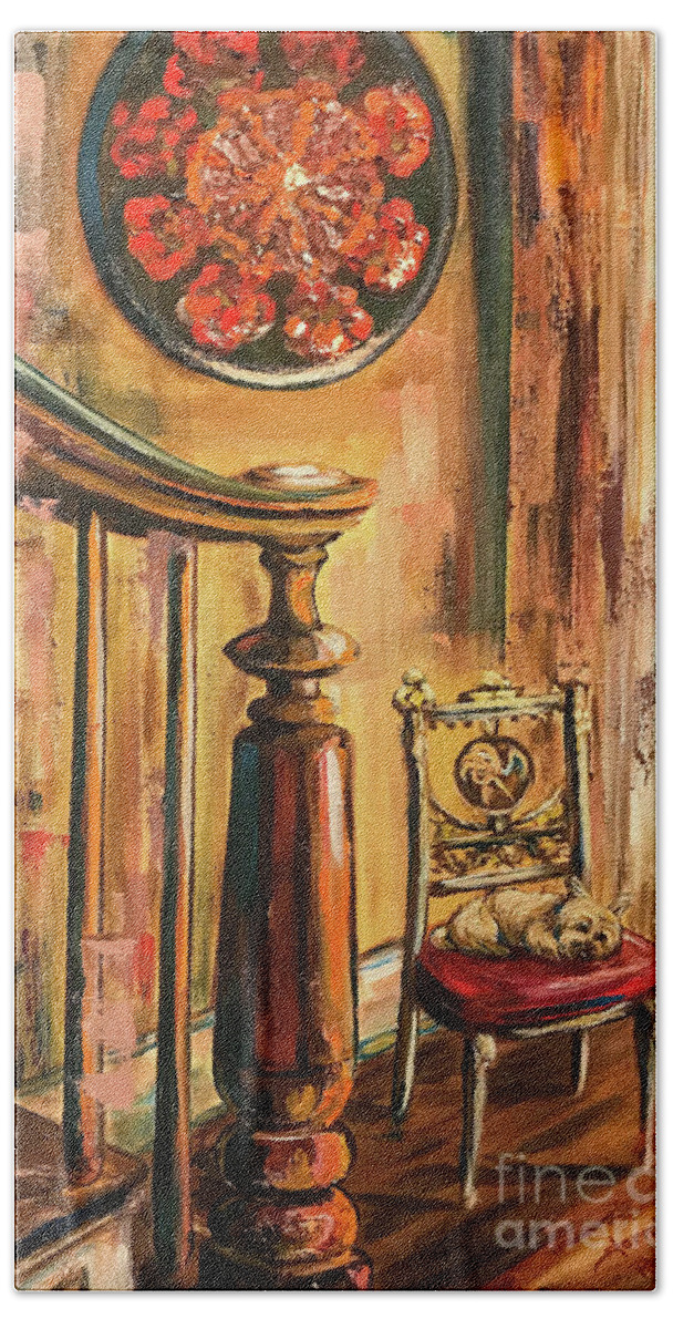 Paintings Bath Towel featuring the painting Waiting #2 by Sherrell Rodgers