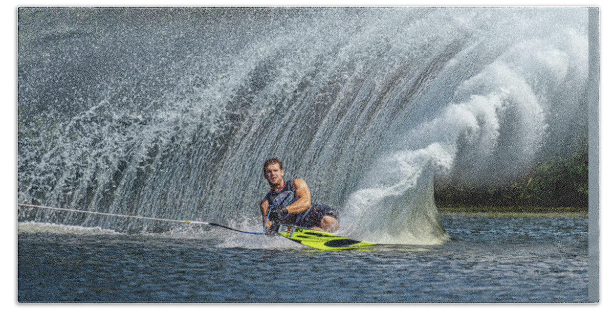 Waterskiing Bath Towel featuring the photograph Waterskiing 1 #2 by Jim Miller