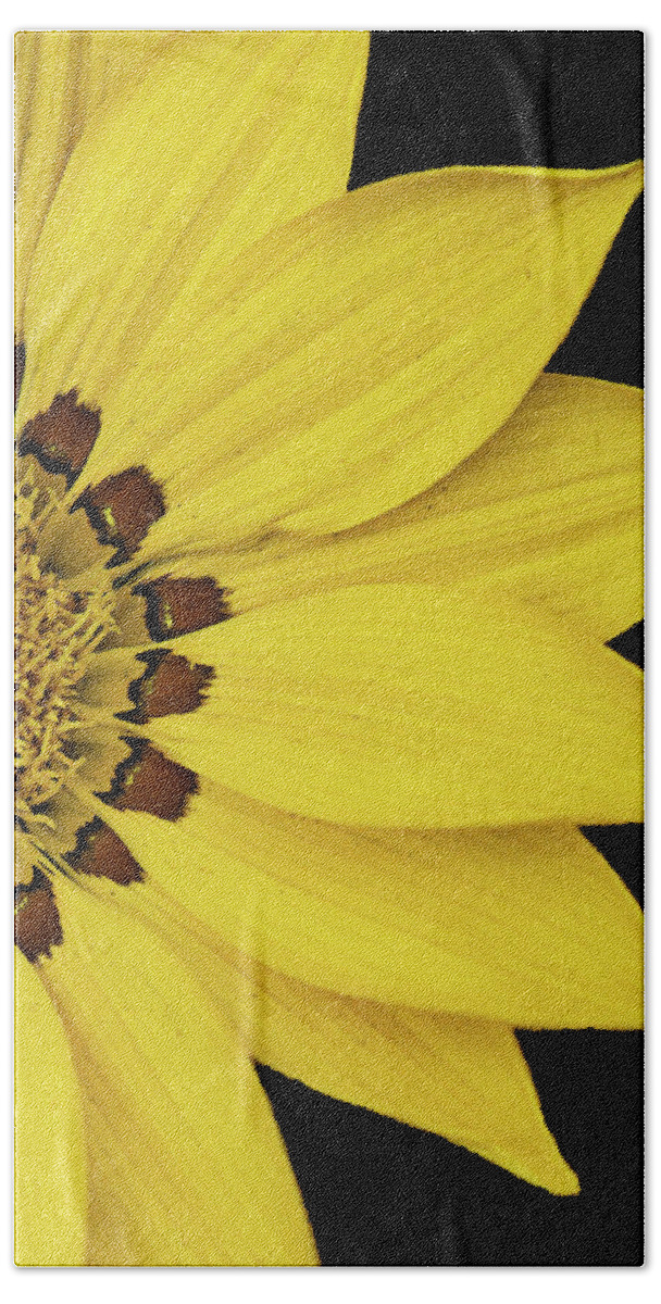 Yellow Flower Black Background Bath Towel featuring the photograph Yellow Flower #4 by David Morehead