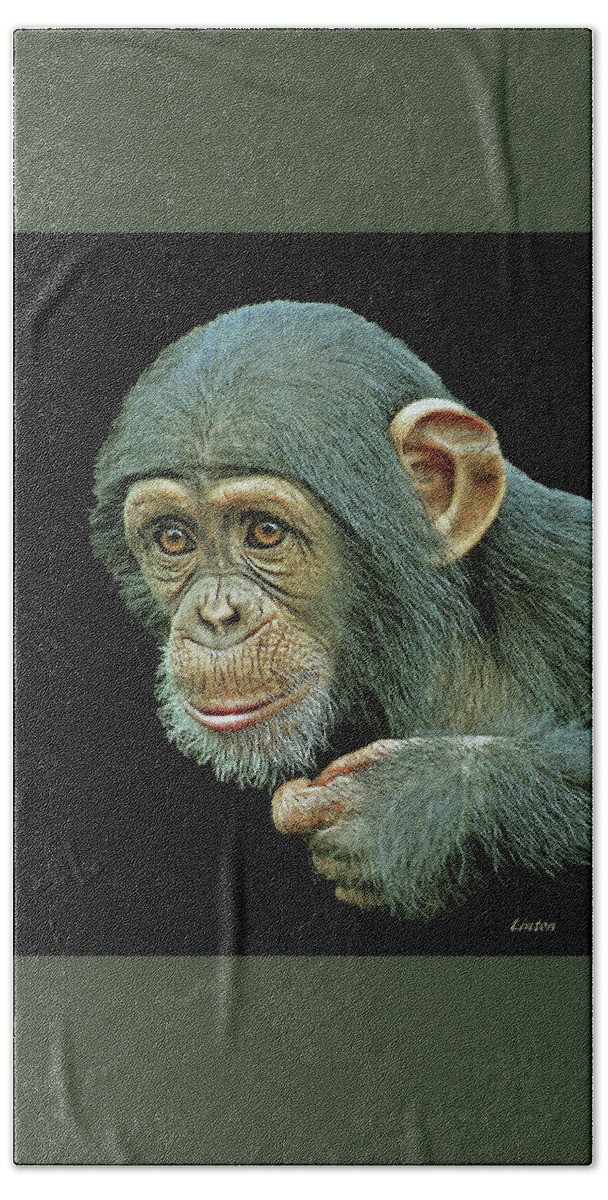 Chimpanzee Bath Towel featuring the digital art Young Chimpanzee #1 by Larry Linton