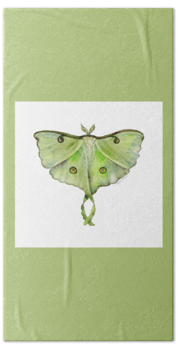 Green Butterfly Hand Towel featuring the painting 100 Luna Moth by Amy Kirkpatrick