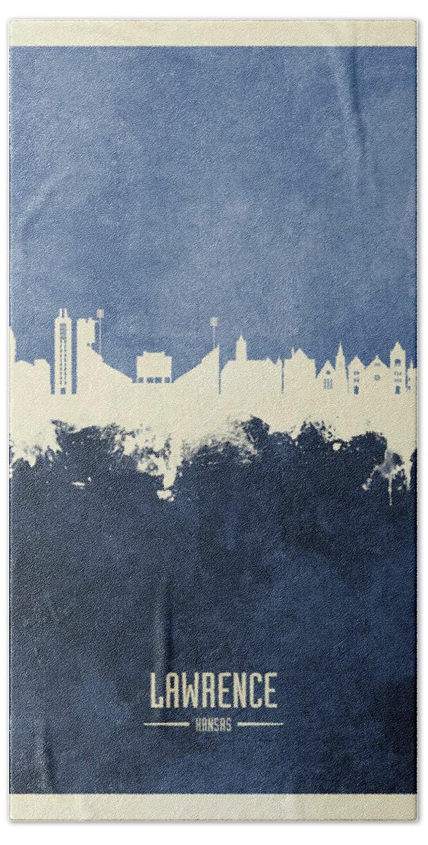 Lawrence Hand Towel featuring the digital art Lawrence Kansas Skyline by Michael Tompsett