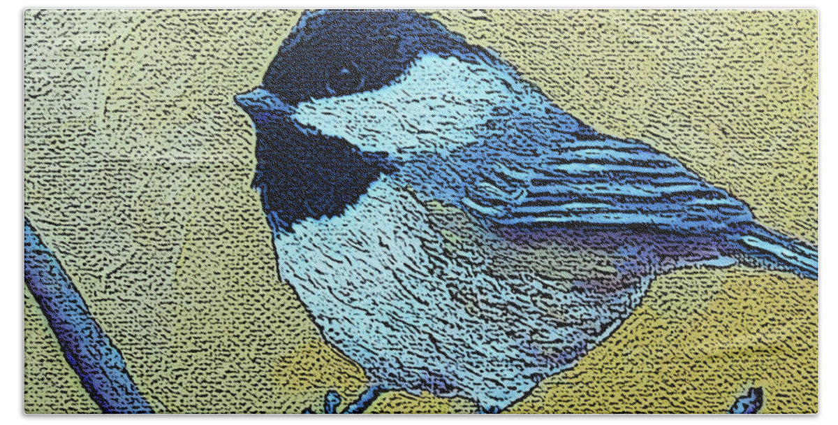 Bird Bath Towel featuring the painting 12 2a Chickadee by Victoria Page