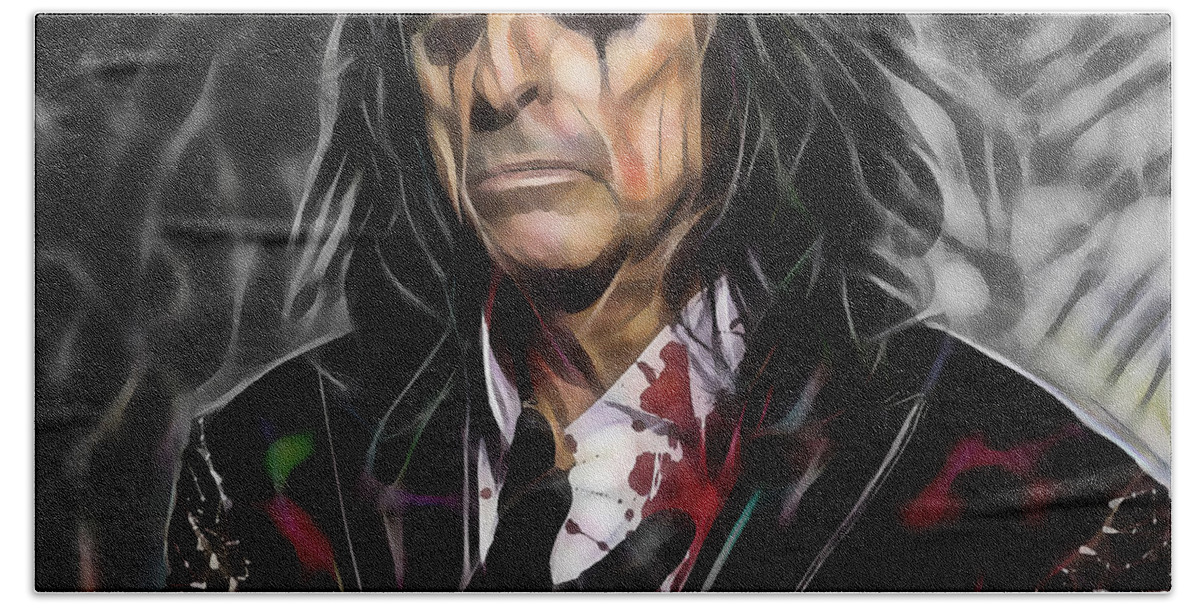 Alice Cooper Bath Towel featuring the mixed media Alice Cooper Collection #12 by Marvin Blaine