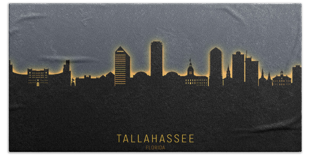 Tallahassee Hand Towel featuring the digital art Tallahassee Florida Skyline by Michael Tompsett