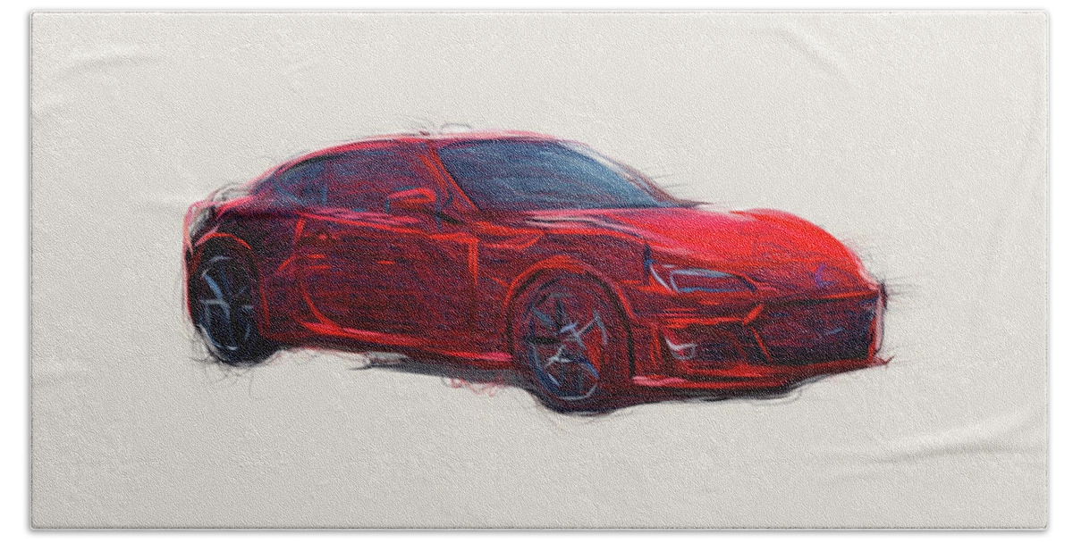 Subaru Bath Towel featuring the digital art Subaru BRZ Car Drawing #16 by CarsToon Concept