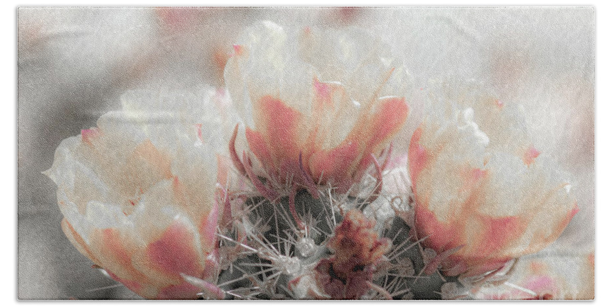 Cactus Bath Towel featuring the photograph 1622 Watercolor Cactus Blossom by Kenneth Johnson