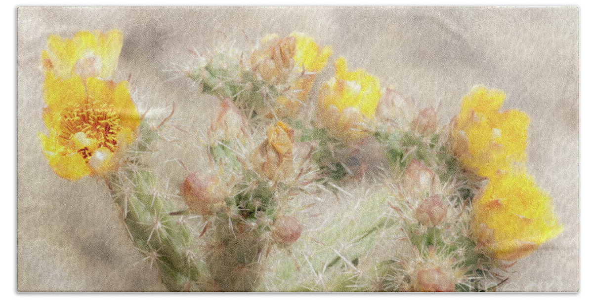 Cactus Hand Towel featuring the photograph 1624 Watercolor Cactus Blossom by Kenneth Johnson