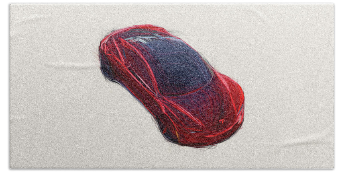 Tesla Hand Towel featuring the digital art Tesla Roadster Car Drawing #17 by CarsToon Concept