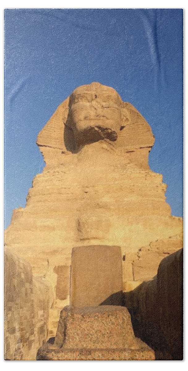Giza Hand Towel featuring the photograph Great Sphinx #18 by Trevor Grassi