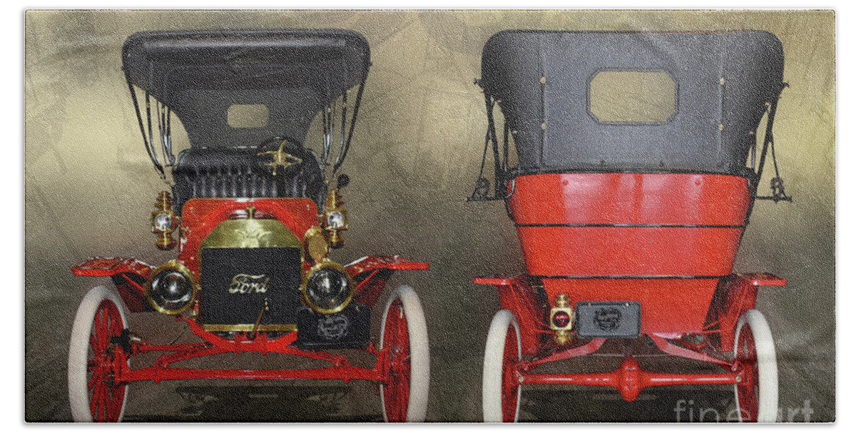 Digital Art Hand Towel featuring the digital art 1909 Ford Model T Touring Carriage by Anthony Ellis