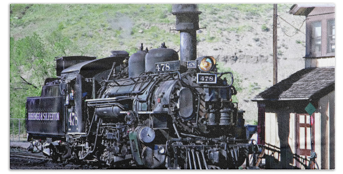 1923 Vintage Railroad Steamtrain Locomotive Vintage Locomotive Train Photography Hand Towel featuring the photograph 1923 Vintage Railroad Train Locomotive by Jerry Cowart