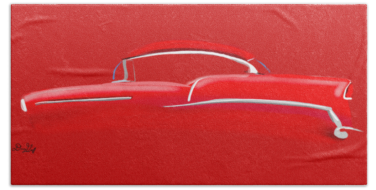 55 Hand Towel featuring the digital art 1955 Chevy Bel Air by Doug Gist
