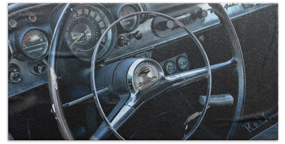 Car Bath Sheet featuring the photograph 1957 Chevy Bel Air 210 dash by Daniel Adams