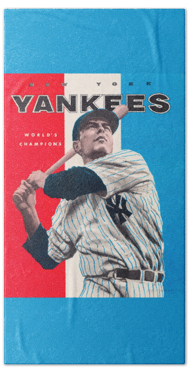 New York Bath Towel featuring the mixed media 1957 New York Yankees Art by Row One Brand