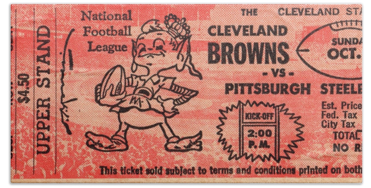 Cleveland Browns Bath Towel featuring the mixed media 1960 Cleveland Browns vs. Steelers by Row One Brand