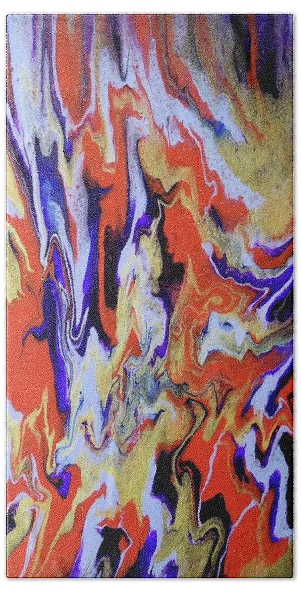 Abstract Bath Towel featuring the painting 1960's by Pour Your heART Out Artworks