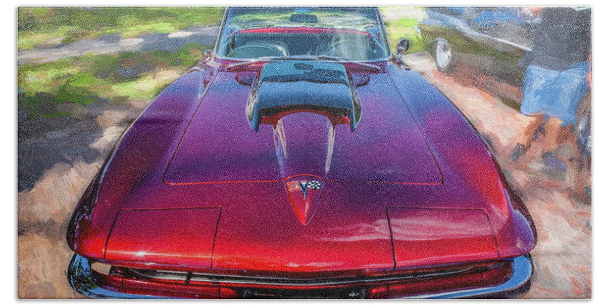 1964 Bath Towel featuring the photograph 1964 Red Chevrolet Corvette Big Block Coupe X184 by Rich Franco
