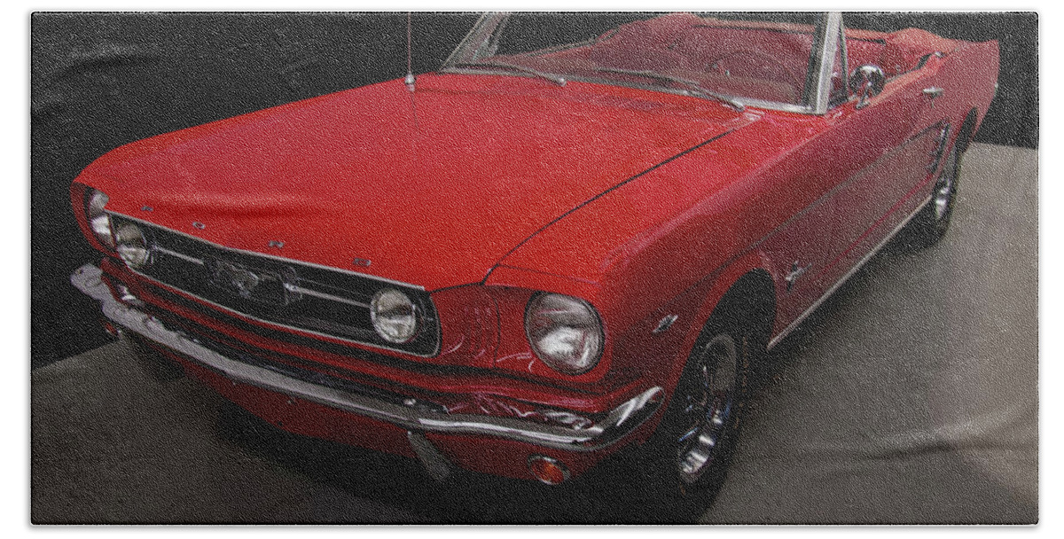 1960s Cars Bath Towel featuring the photograph 1966 Ford Mustang Convertible by Flees Photos