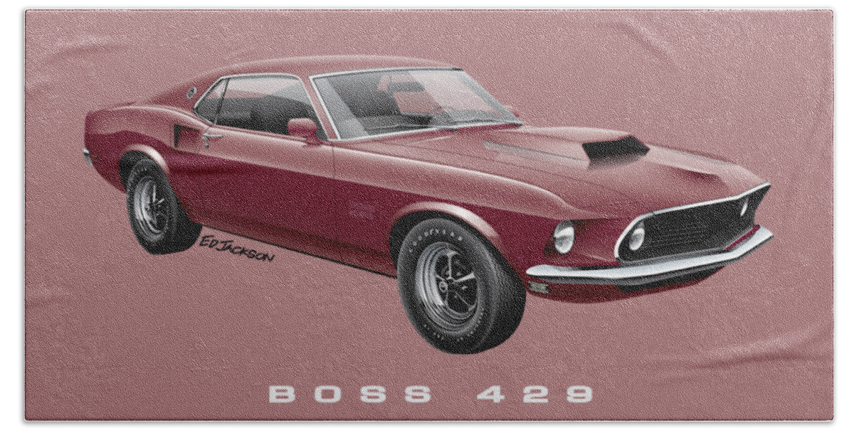 1969 Ford Mustang Boss 429 - Vintage Burgundy Quarter View Hand Towel by Ed  Jackson - Pixels